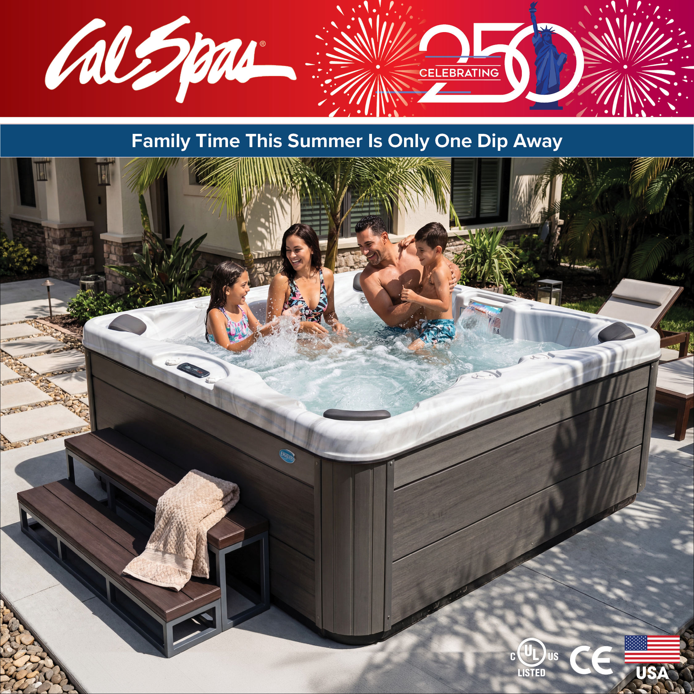 Calspas hot tub being used in a family setting - Georgetown